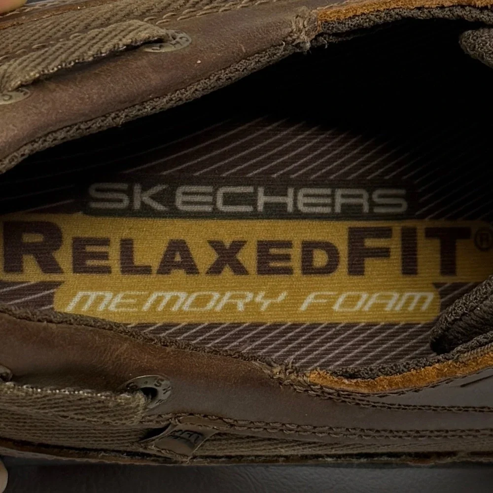 Skechers Gembel Relaxed Fit 64114 Mens Brown Leather Boat Deck Shoe‎ 8.5 Preppy